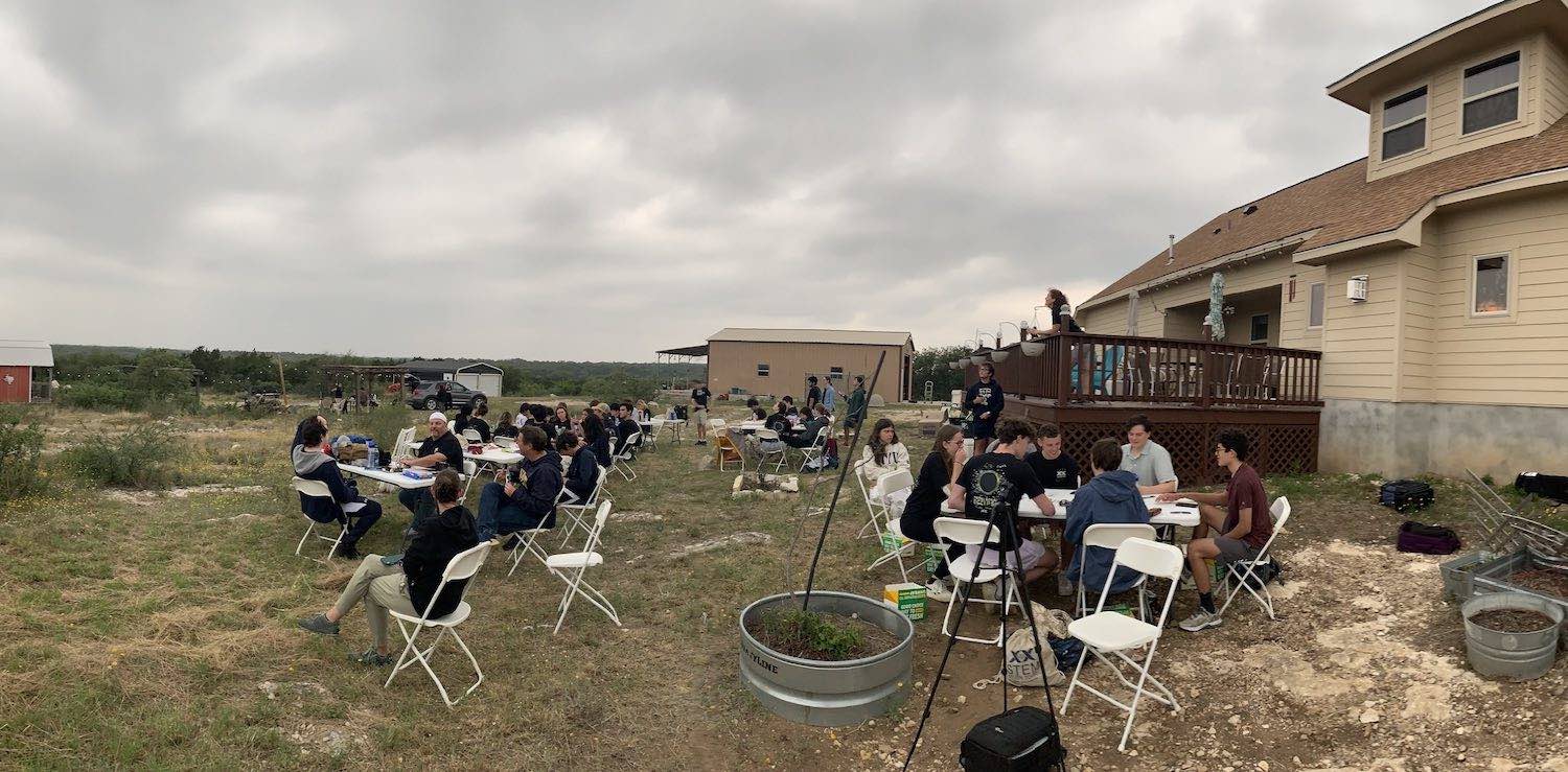 Panorama of the eclipse viewing site in Sabinal, Texas