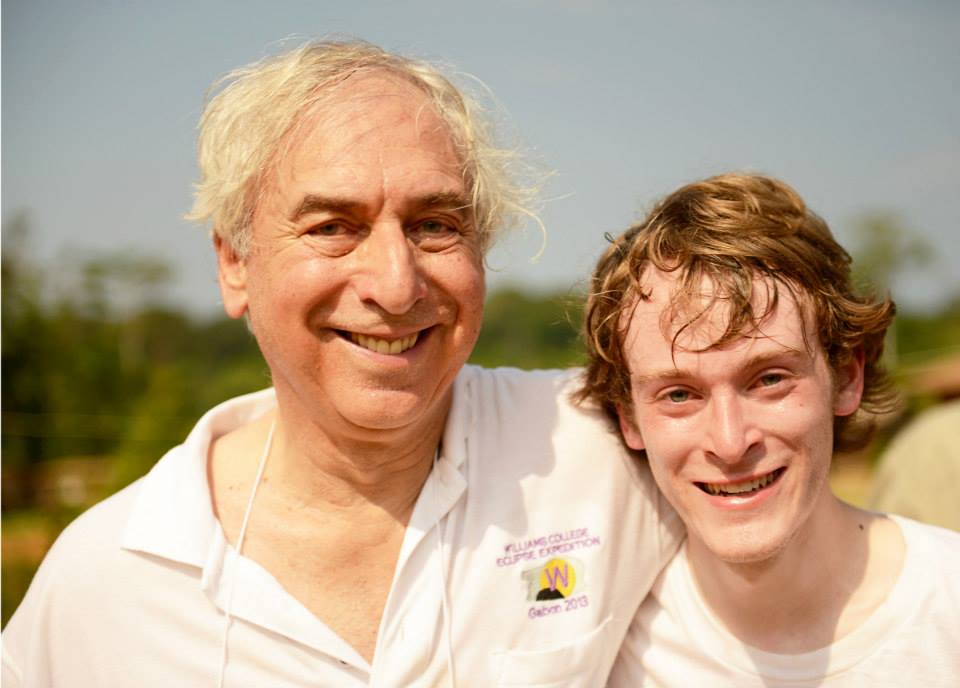 Allen and Prof. Jay Pasachoff celebrating after the 2013 total solar eclipse in Gabon