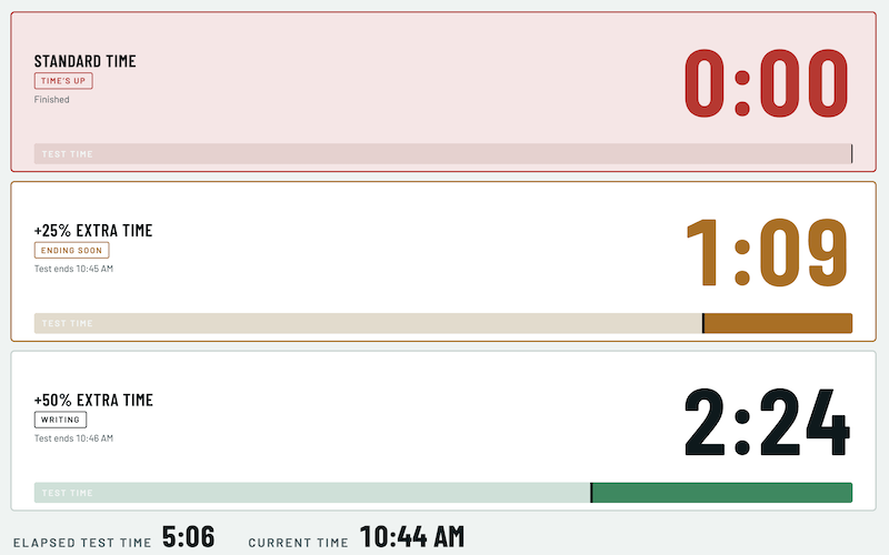Screenshot of the Test Timer.