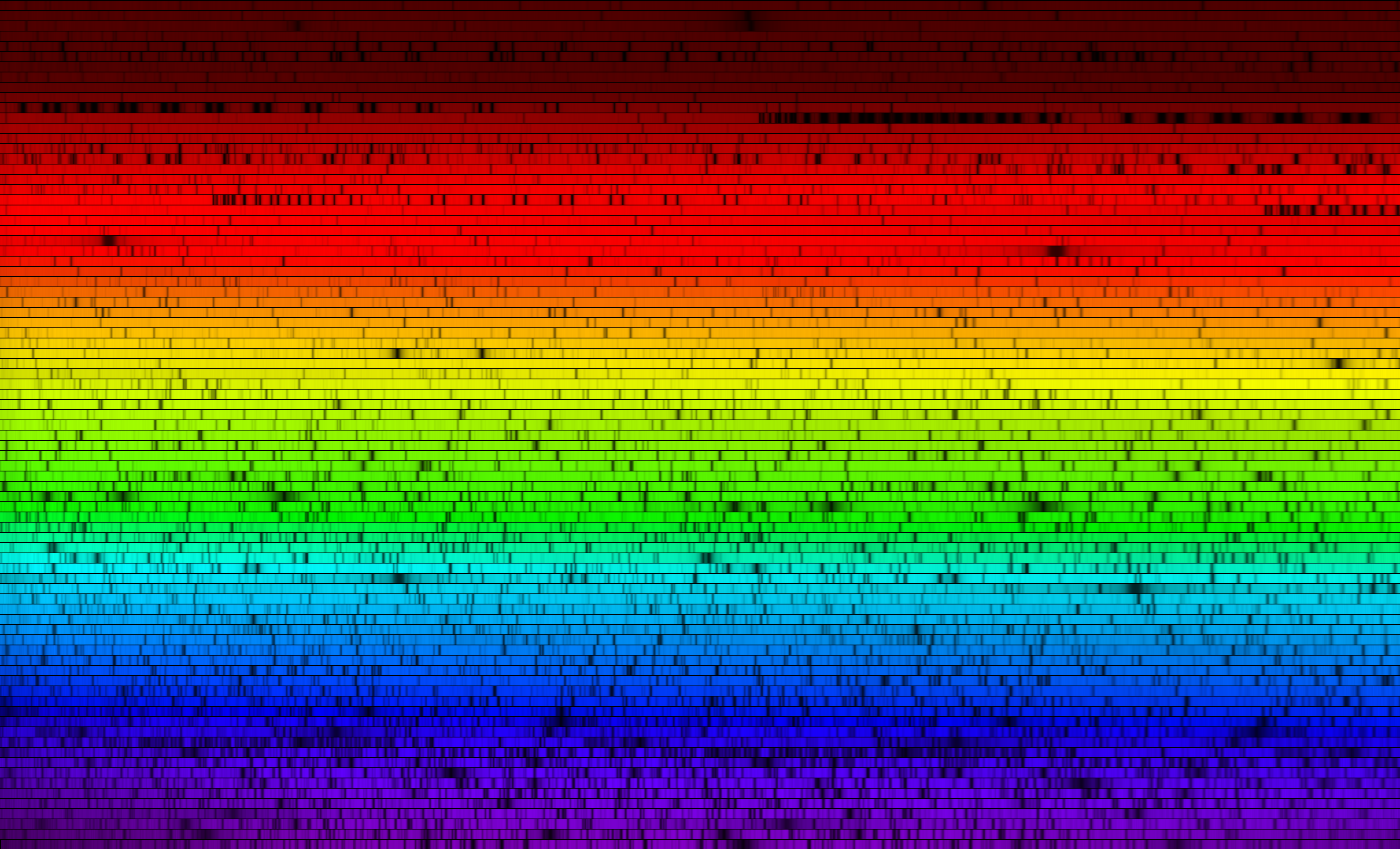 EXPRES solar spectrum showing absorption lines across the full optical range from violet to red.